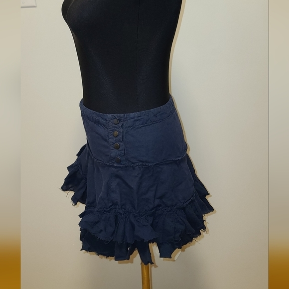 Topshop Petite Navy Ruffled Low Waist Ultra mini skirt US4P - Picture 8 of 10